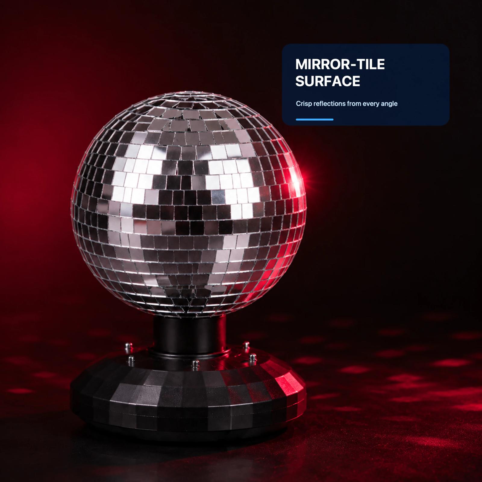 Close-up of the reflective mosaic mirror surface on the MX-6016B party light