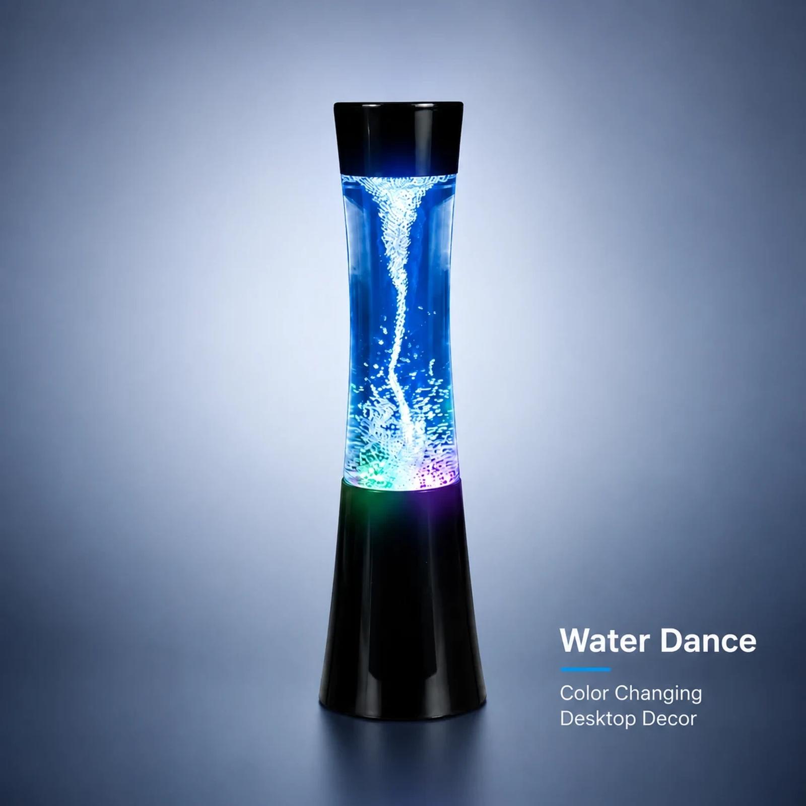 MX-3025T LED tornado night light showing colorful water dance effect for desktop decor