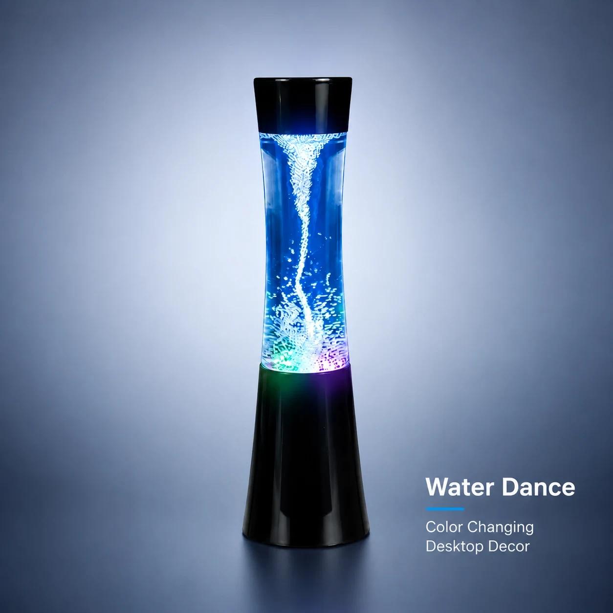 MX-3025T LED tornado night light showing colorful water dance effect for desktop decor