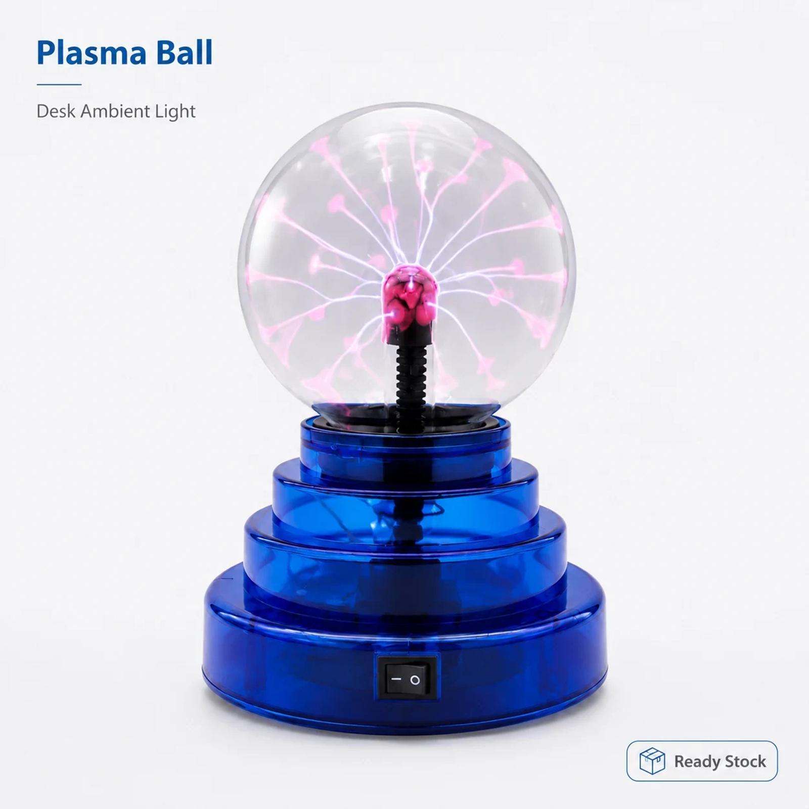 MX-7011 compact plasma ball light showing bright electrostatic touch effect in a square product image.