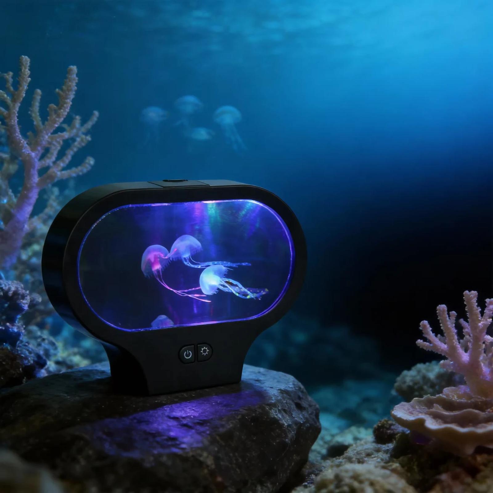 Oval decorative aquarium lamp with floating jellyfish effect for indoor scenes