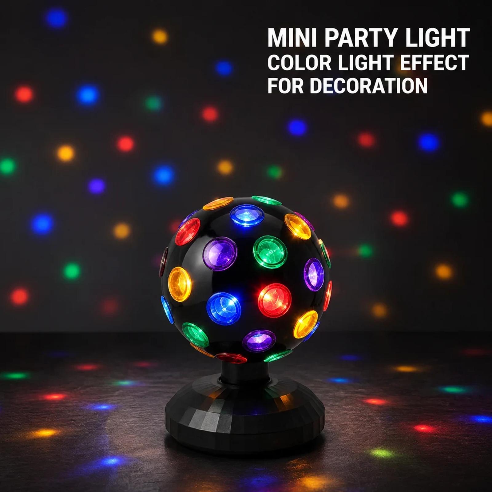MX-6015 6 inch disco ball party light showing colorful lighting effect for event decoration