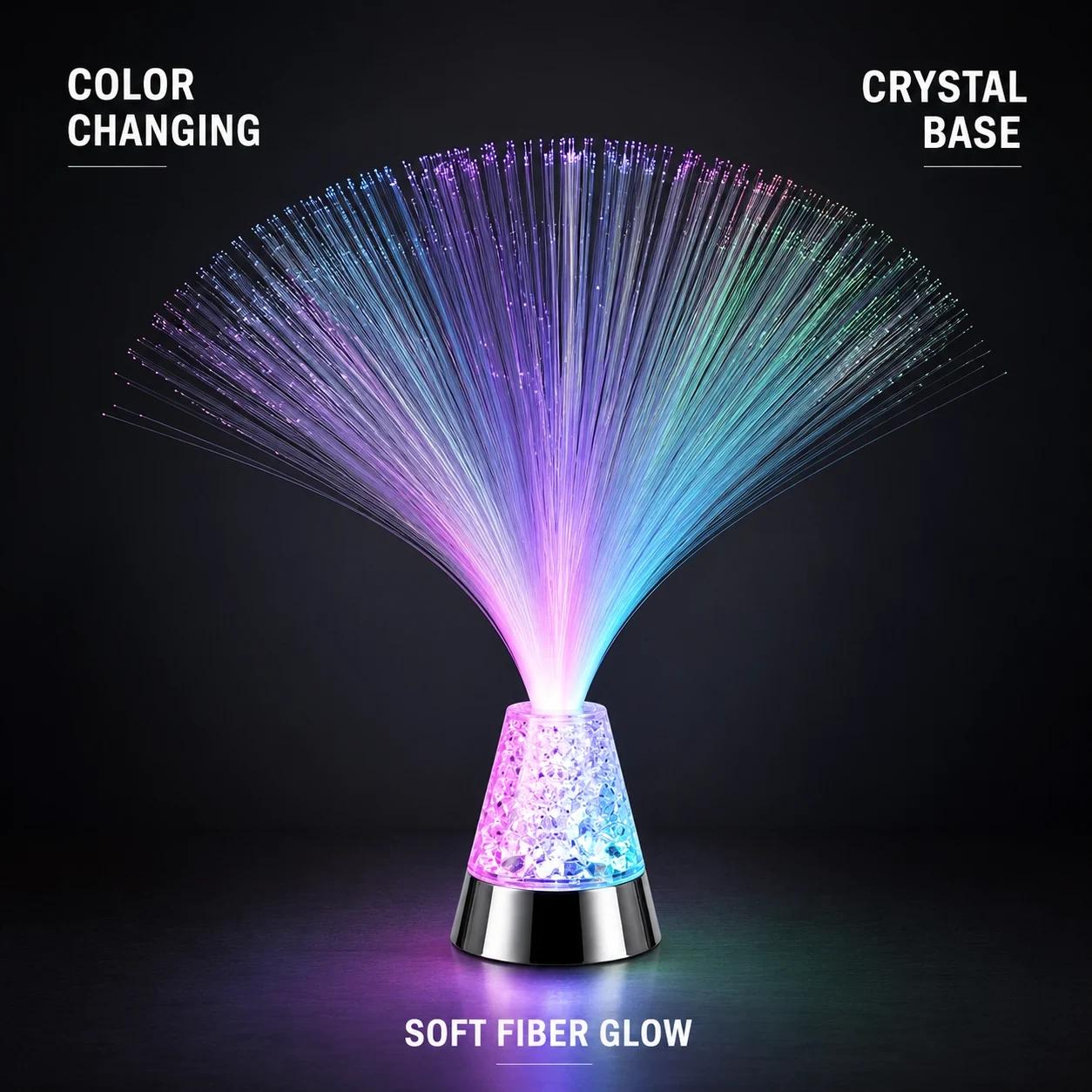 MX-1012 RGB color changing fiber optic lamp with crystal-style base for decorative lighting