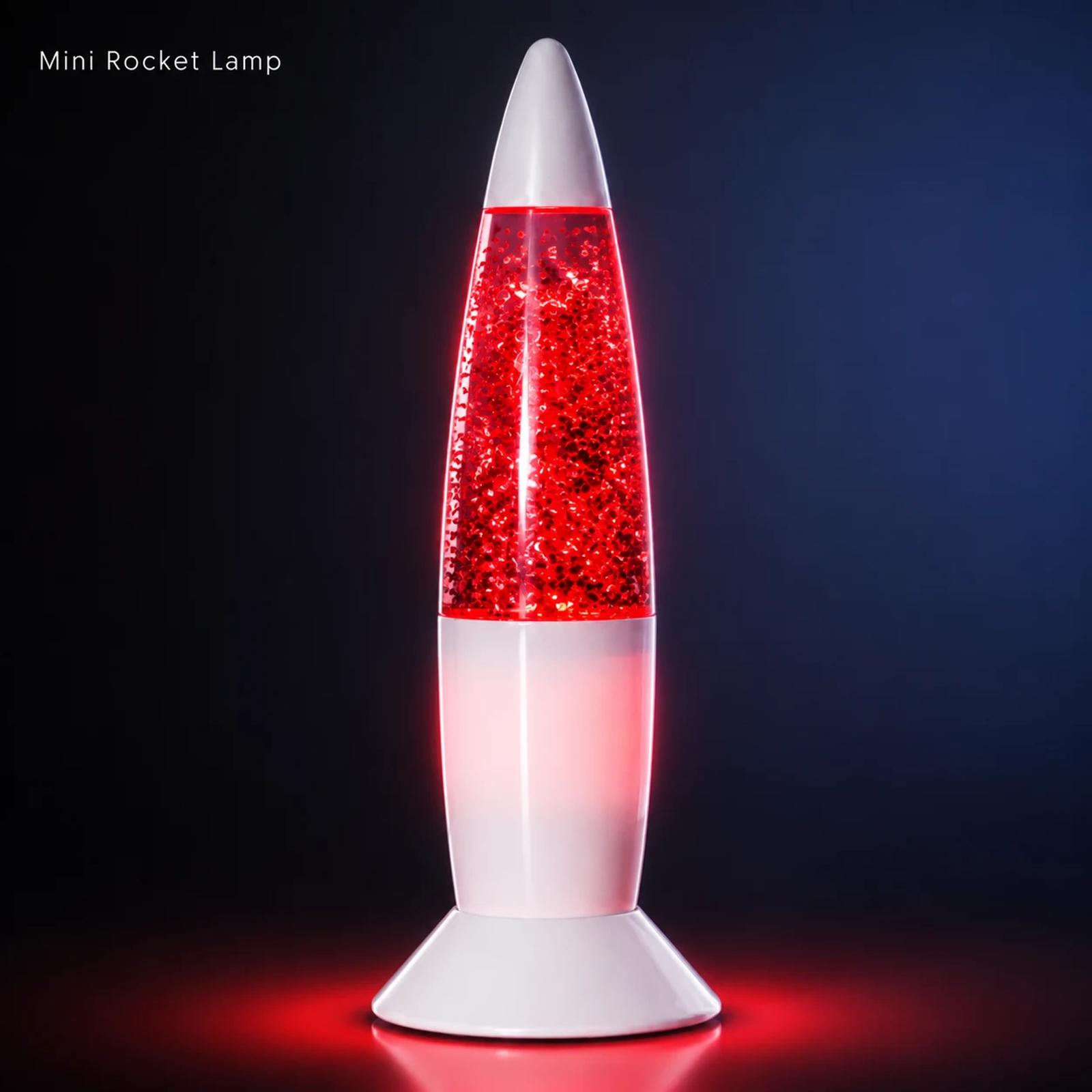 MX-2012 mini rocket glitter lava lamp showing colorful light effect