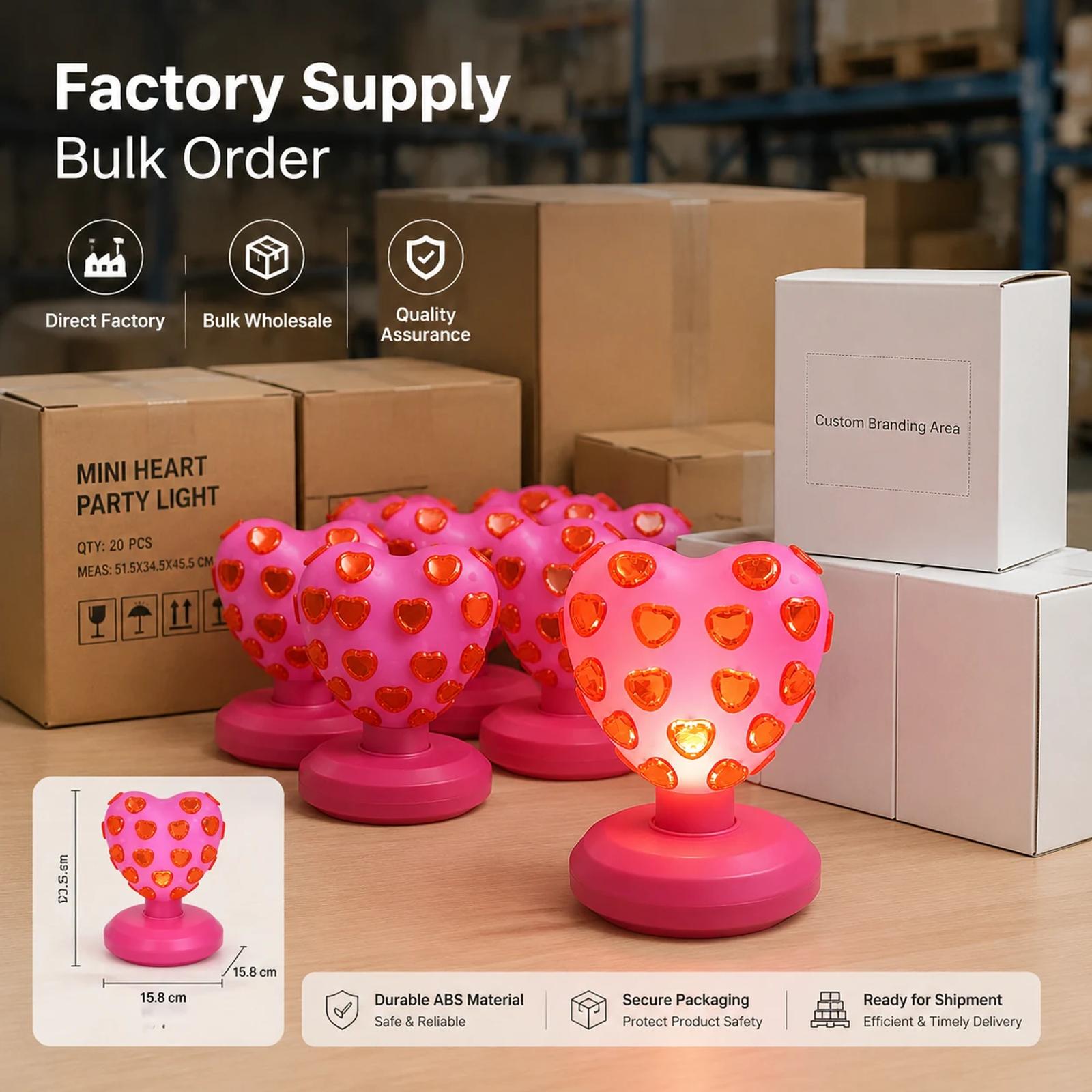 MX-6015H mini heart disco light with neutral packaging and bulk order visual for gift store buyers.