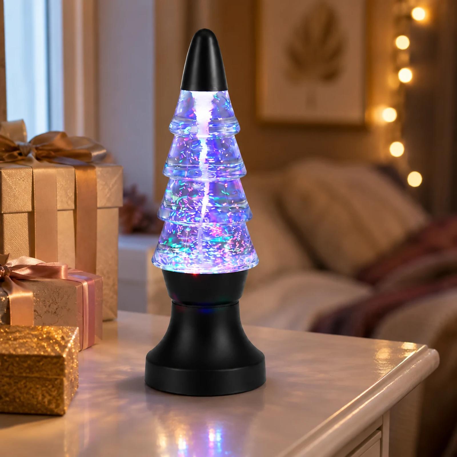 Christmas tree water vortex night light used as a holiday bedroom gift and decor lamp
