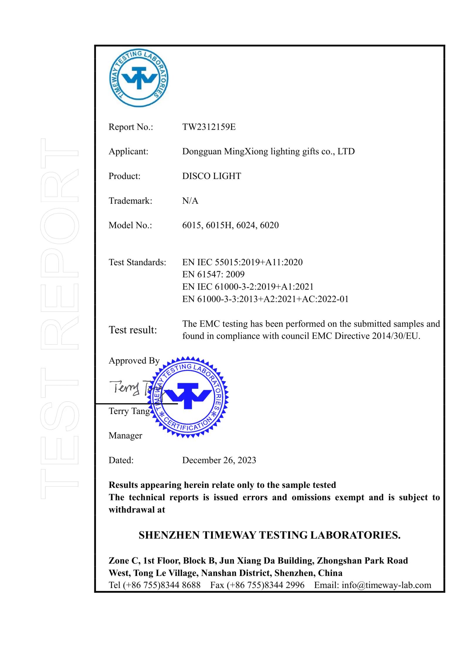 MX-6015H CE certificate key page preview