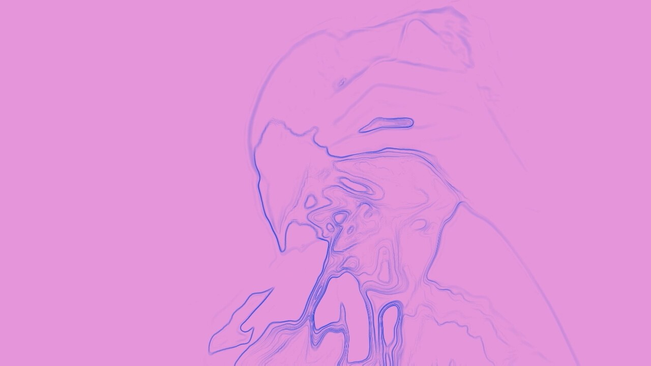 abstract blue shapes on a pink background