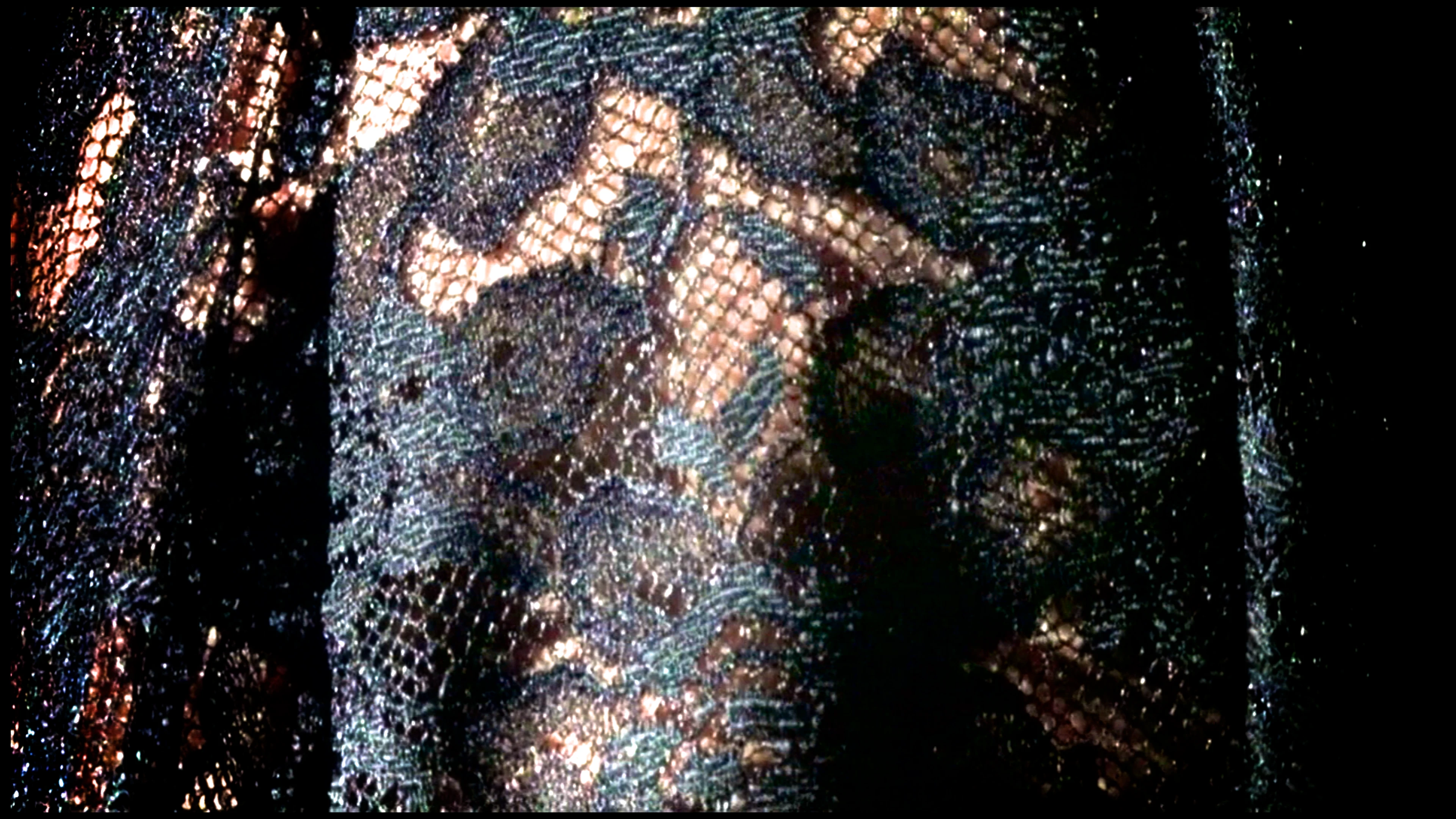 A person's face hidden by a black veil.