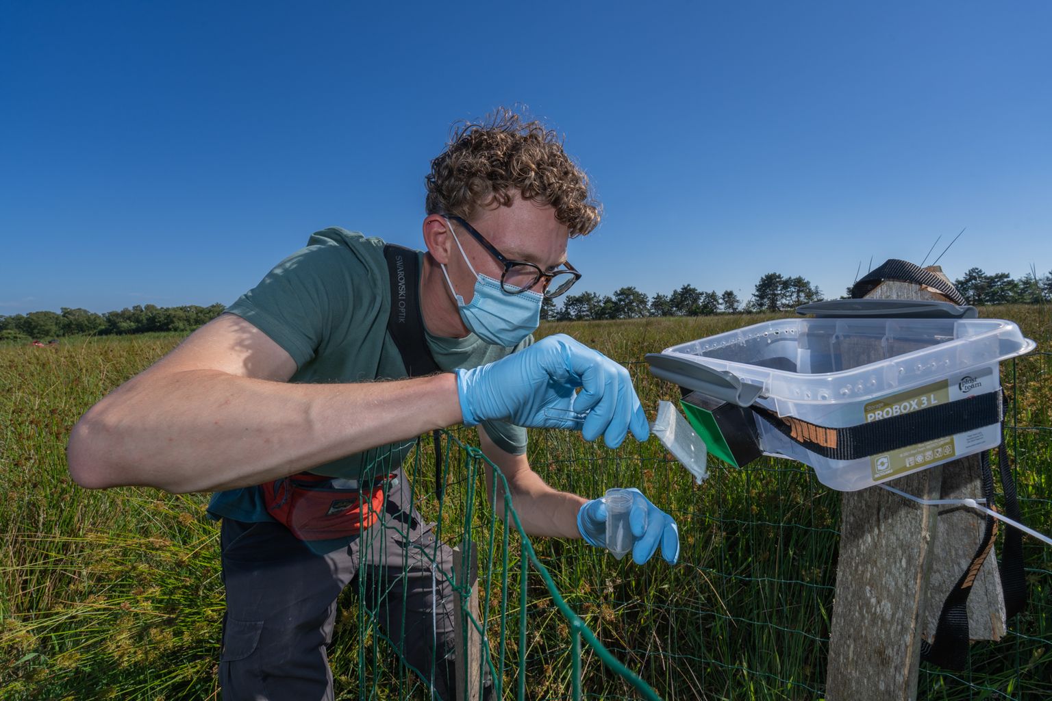Adam sets up DNA vacuums in Saksfjed Wilderness
