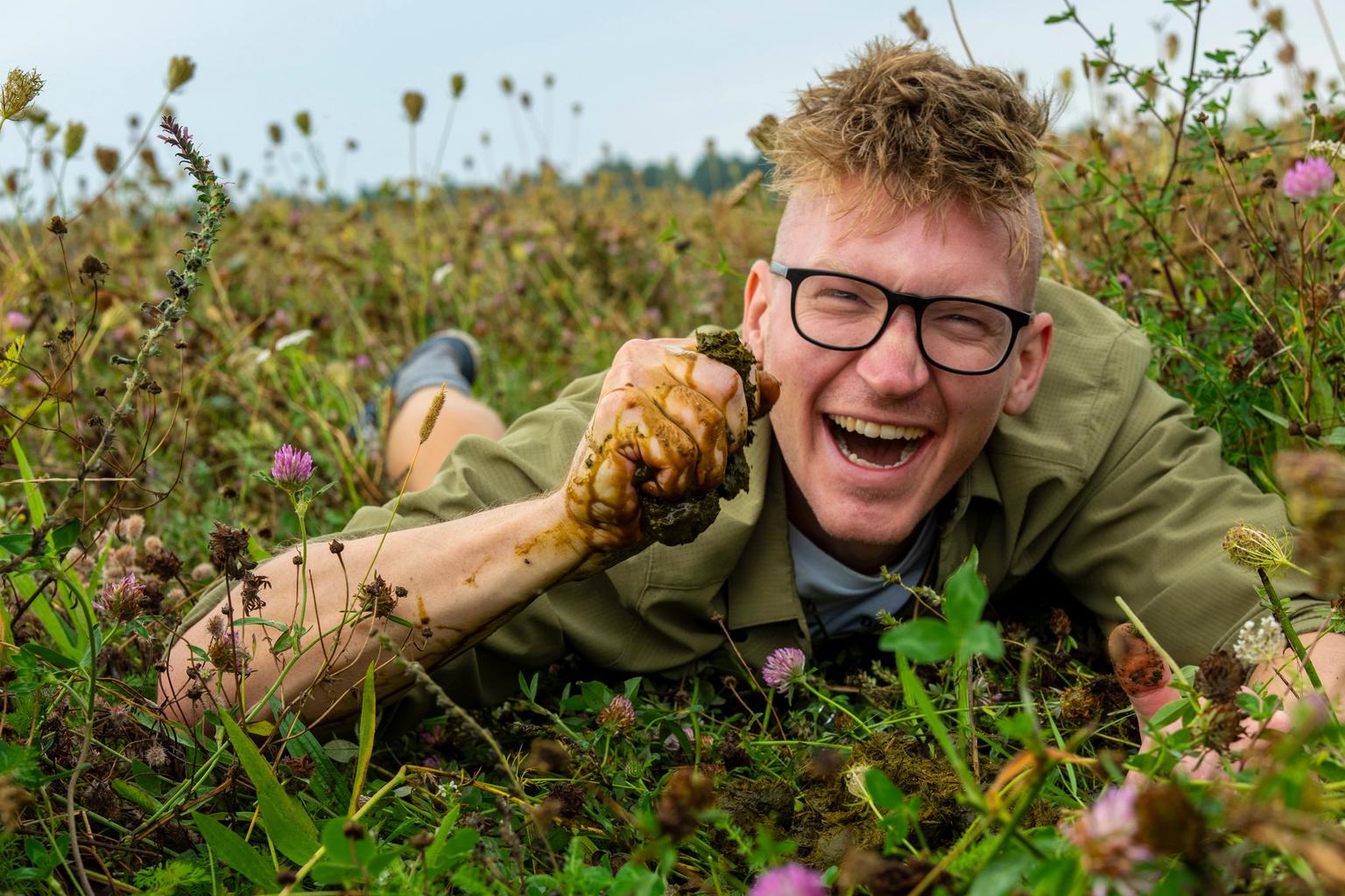 Jens klemmer på en hestepære