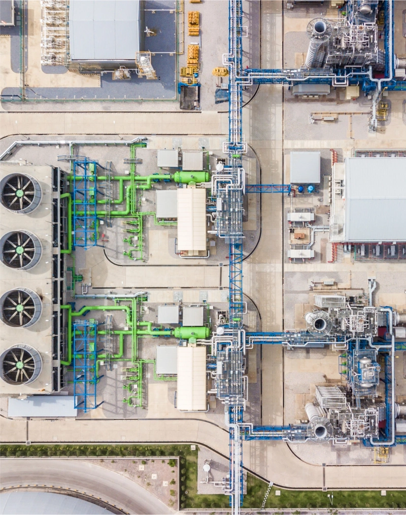 Aerial view of electric substation. Electric substations like this can help ensure new technologies are powered by clean energy