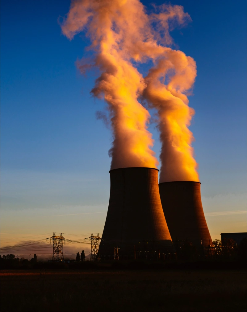 Smoke rising from a nuclear plant in France