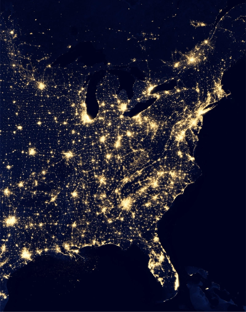A view of the U.S. electrical power grid from space