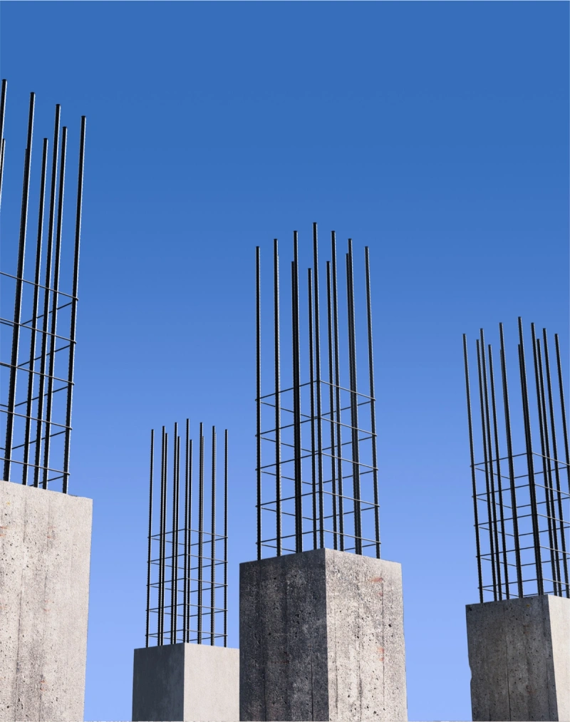 Unfinished cement and steel structures