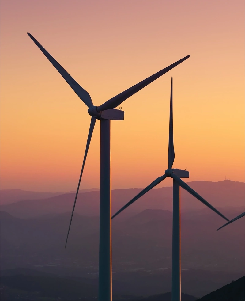 Wind turbines at sunrise