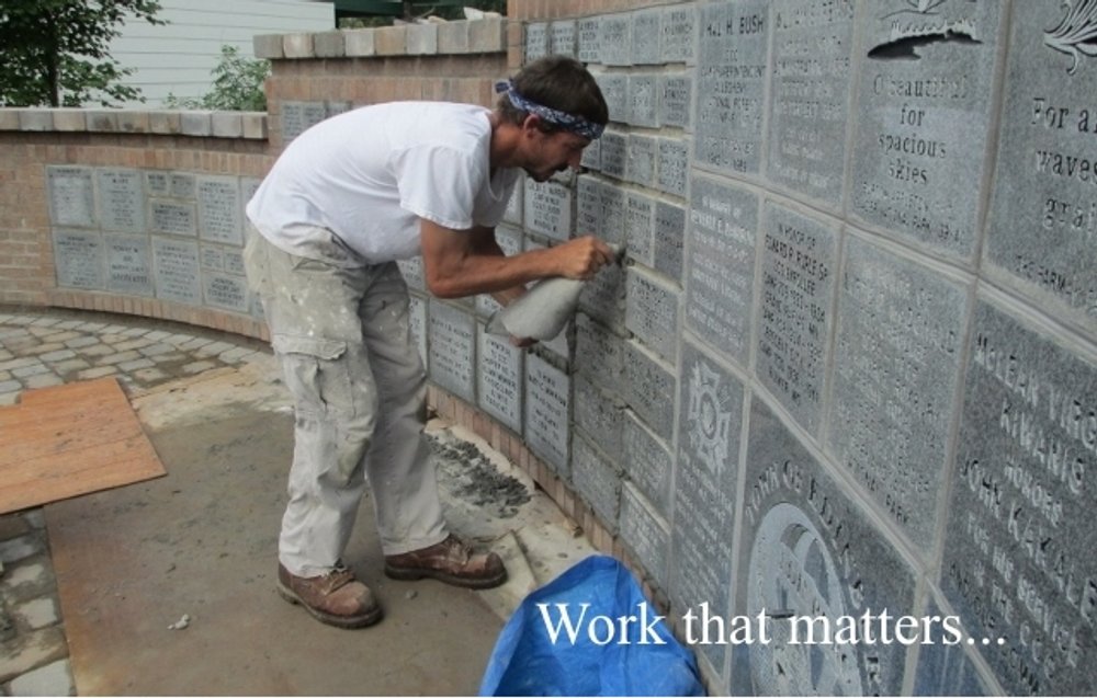 Working on the Commemorative Wall
