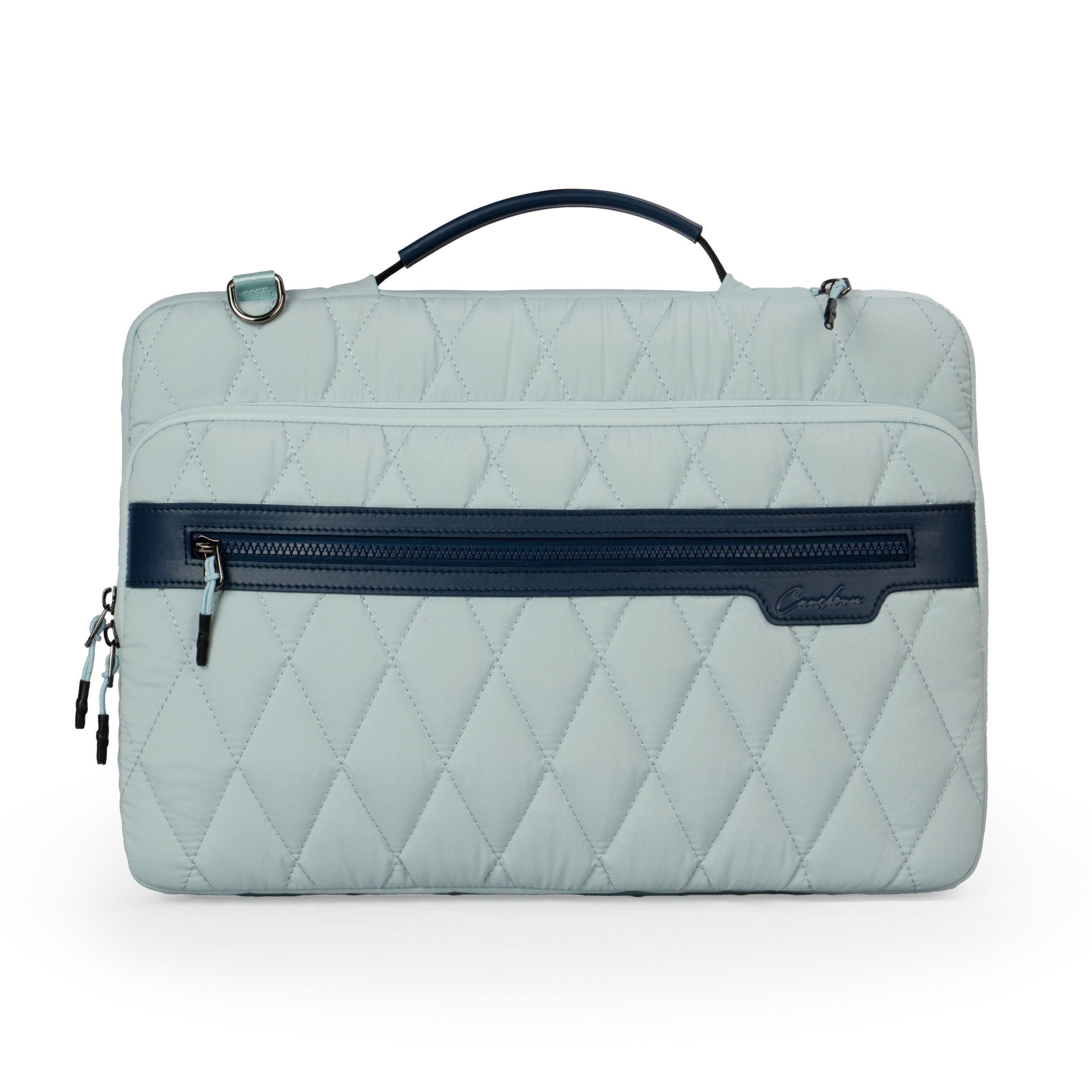 CAREBORN Quilted Puffy Laptop Briefcase, Padded Shock‑proof Computer Carrying Bag with Detachable Shoulder Strap for Office Business