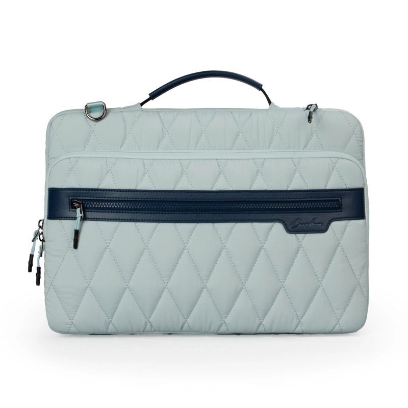 CAREBORN Quilted Puffy Laptop Briefcase, Padded Shock‑proof Computer Carrying Bag with Detachable Shoulder Strap for Office Business