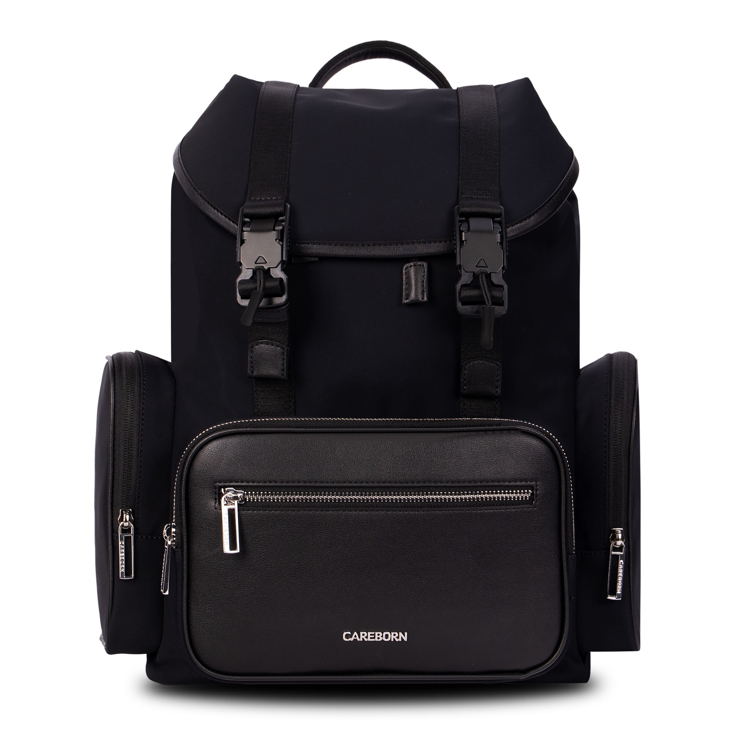 Modern Flap Buckle Drawstring Backpack, Multi Independent Zipper Side Pockets Casual Business Daypack, Large Capacity Water Repellent Carry On Computer Backpack for Men Women