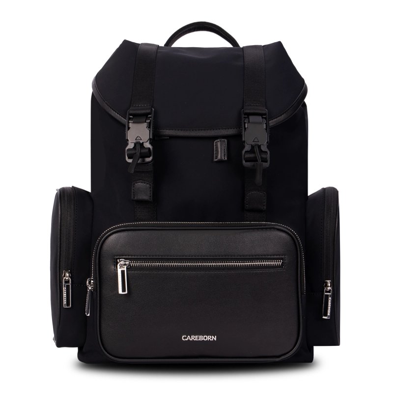Modern Flap Buckle Drawstring Backpack, Multi Independent Zipper Side Pockets Casual Business Daypack, Large Capacity Water Repellent Carry On Computer Backpack for Men Women