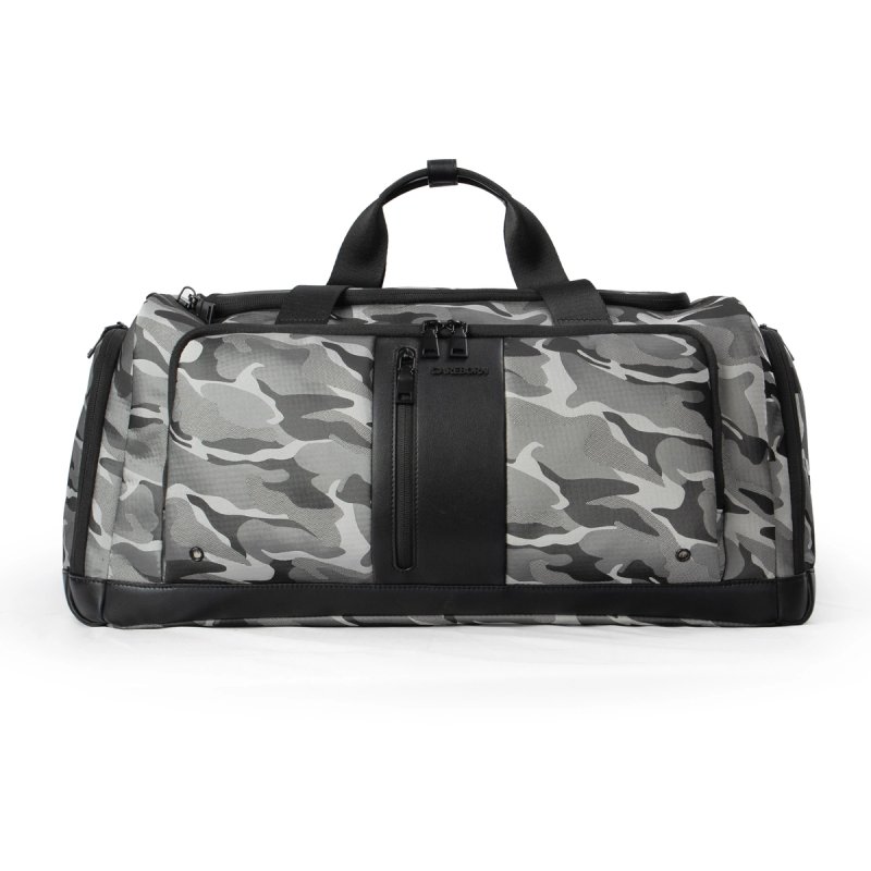 CAREBORN Camo Duffel Bag for Men, Water‑Resistant Camouflage Travel Gym Bag with Shoe Compartment, Detachable Shoulder Strap Multi‑Pocket Overnight Weekender Bag
