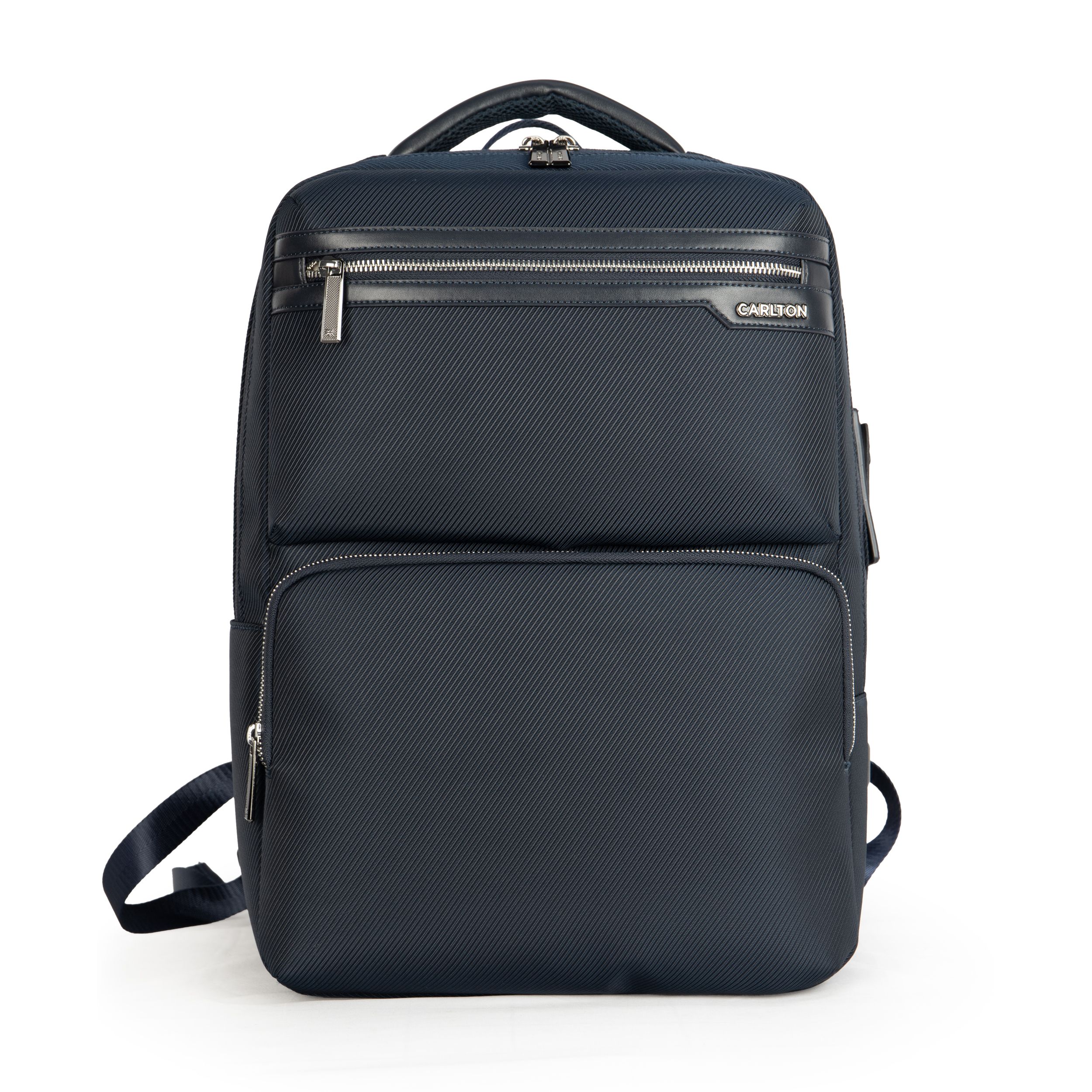 Men Luxury Navy Laptop Backpack CARLTON, Water Repellent Textured Nylon Backpack, Spacious Multi Pocket Business Rucksack for Daily Commute & Short Trip