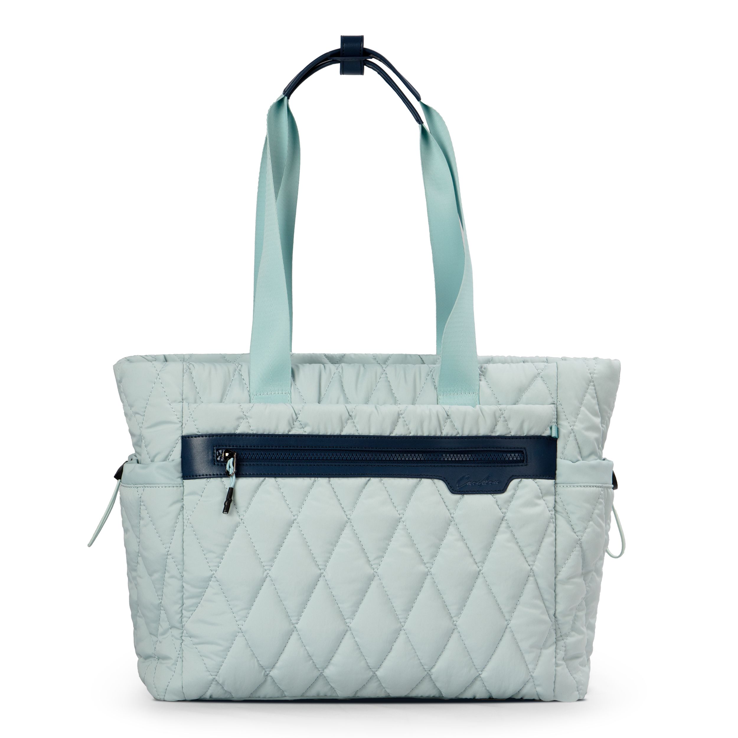 Women Quilted Tote Bag, Lightweight Puffy Laptop Work Bag, Multi‑Compartment Drawstring Side Pockets Daily Travel Shoulder Handbag