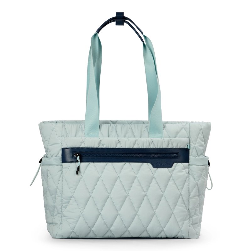 Women Quilted Tote Bag, Lightweight Puffy Laptop Work Bag, Multi‑Compartment Drawstring Side Pockets Daily Travel Shoulder Handbag
