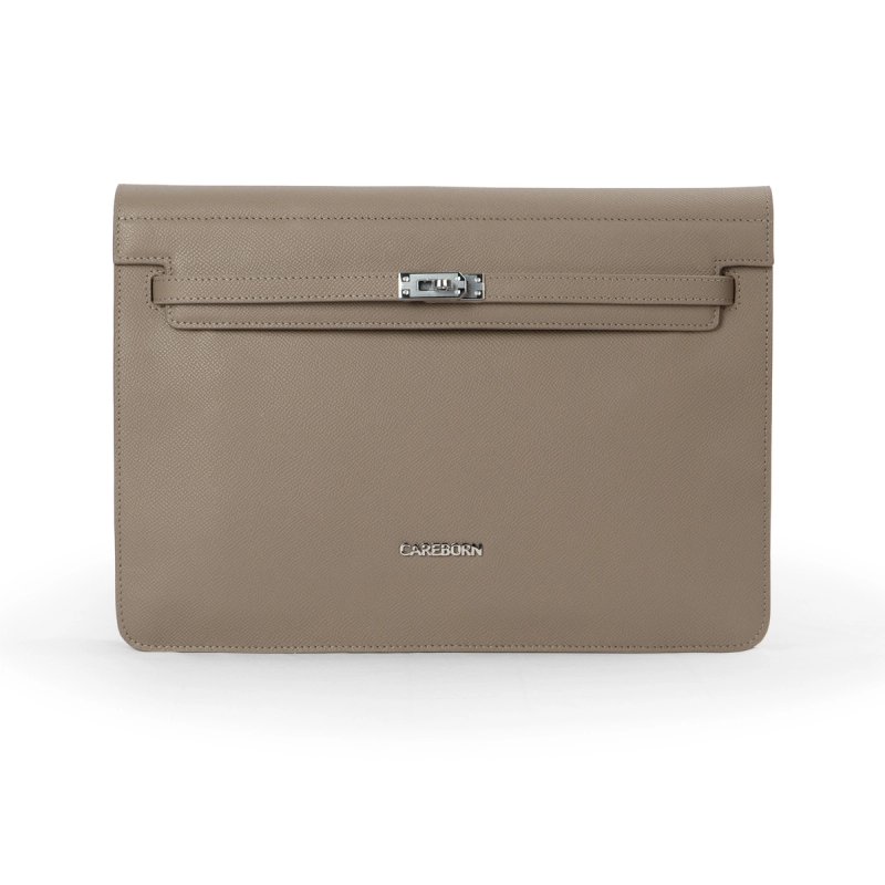 Slim Leather Document Clutch Bag, Flap Lock Laptop Sleeve Briefcase for Daily Work