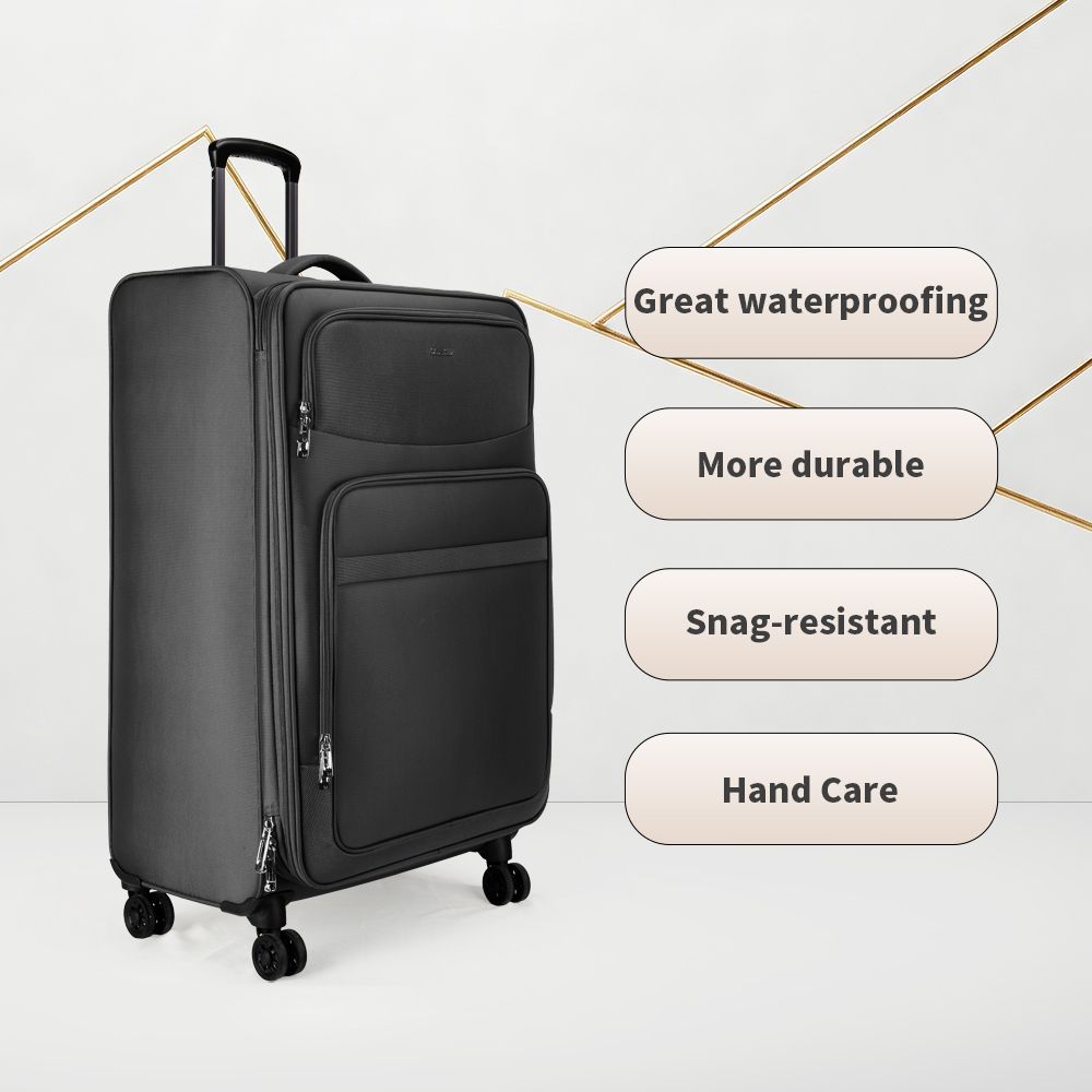Large Capacity Soft Shell Rolling Suitcase, Scratch Resistant Waterproof Travel Luggage with Smooth Silent Wheels