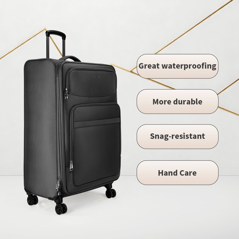 Large Capacity Soft Shell Rolling Suitcase, Scratch Resistant Waterproof Travel Luggage with Smooth Silent Wheels