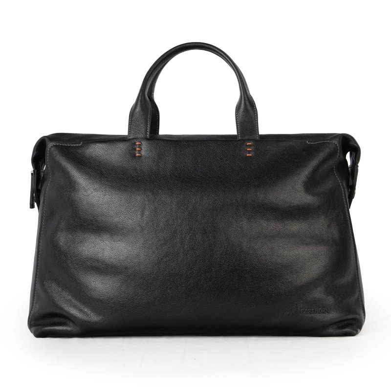 Men’s Full-Grain Leather Business Briefcase, CAREBORN Retro Wrinkle Cowhide Laptop Handbag, Large Capacity Office Commute Shoulder Tote Bag