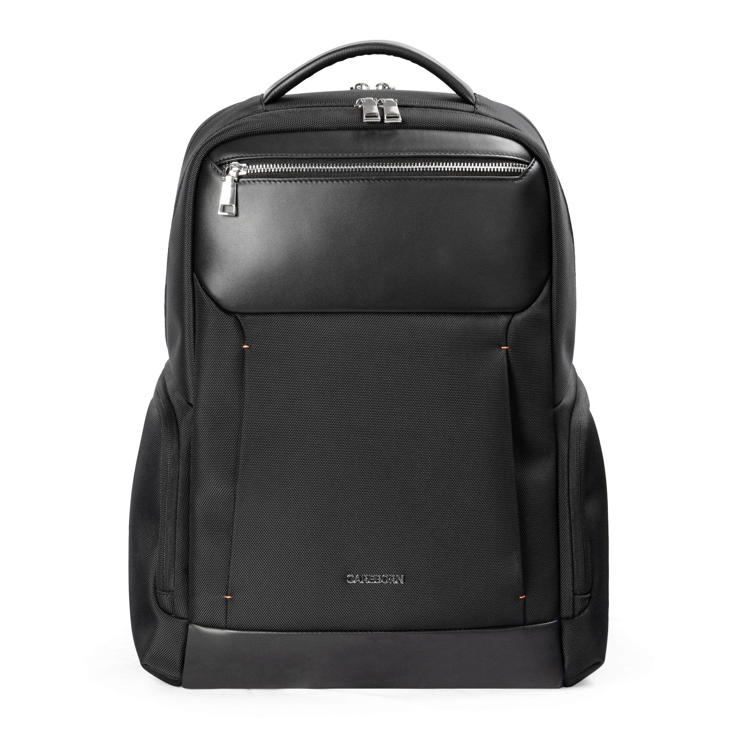 Slim Hard Shape Office Computer Backpack, Faux Leather Splicing Water Repellent Commuter Backpack, Large Capacity Carry On Backpack for Daily Work & Business Trip