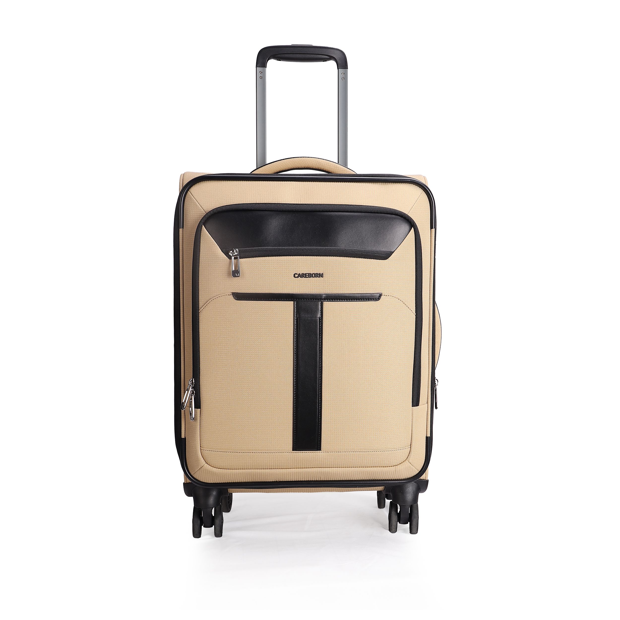 Modern Spliced-Design Soft-Shell Travel Suitcase, Lightweight Water-Repellent Nylon with Telescopic Handle & Silent Wheels for Business & Weekend Trips