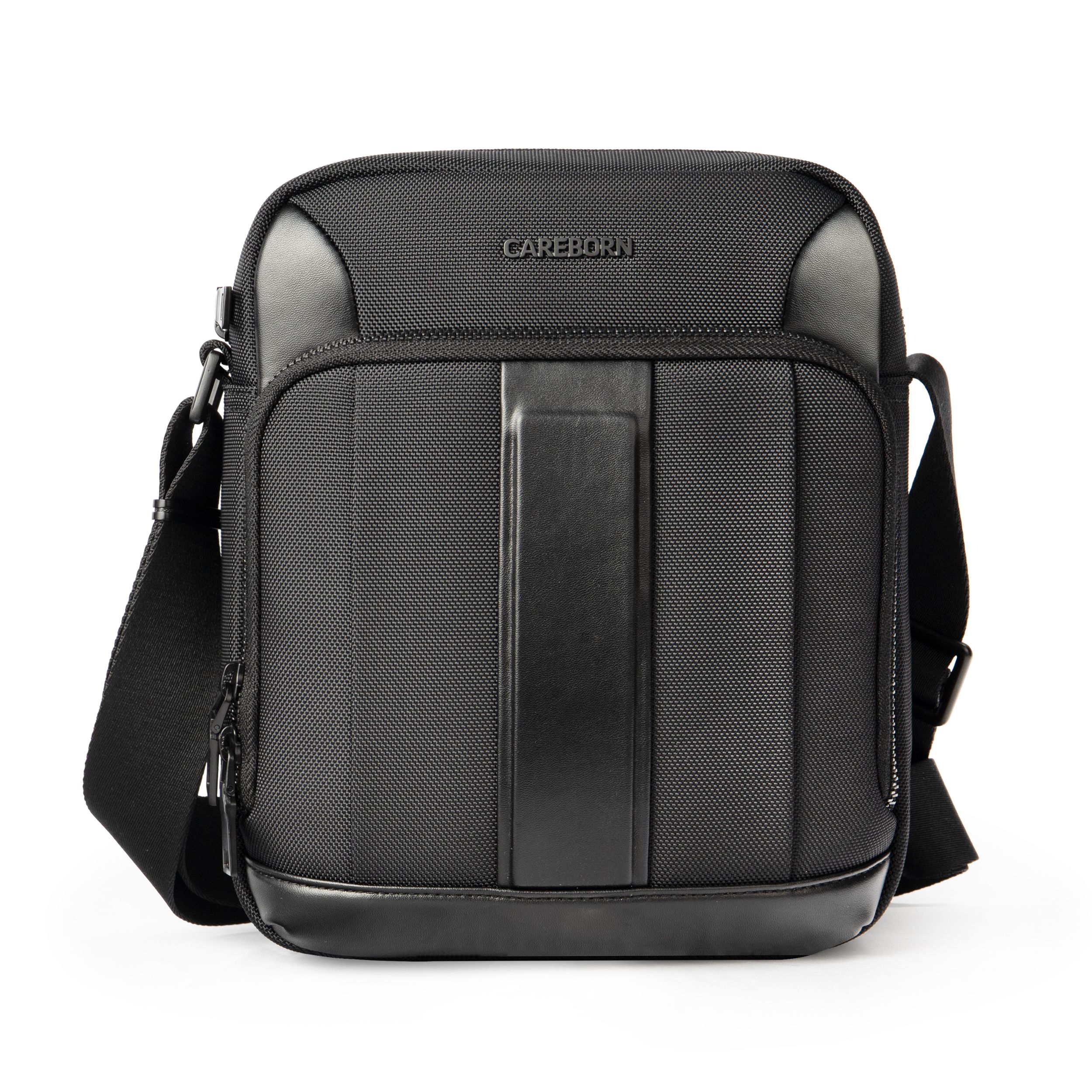 Structured Crossbody Bag, Multi-Pocket Waterproof Nylon Shoulder Bag, Compact Business Messenger Bag with Adjustable Strap