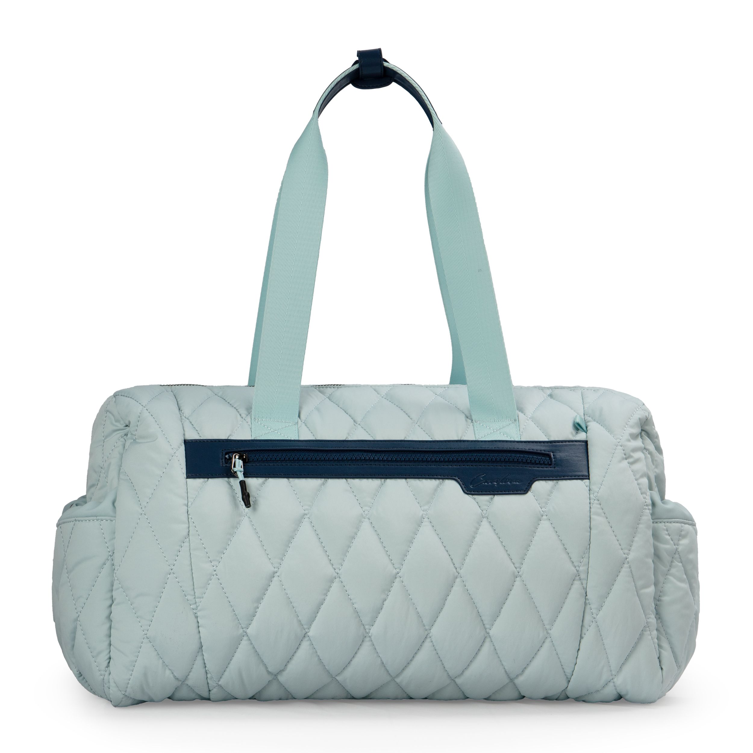 Puffy Quilted Travel Duffel Bag, Large Capacity Gym Sports Duffle Tote with Drawstring Side Pockets for Weekend Getaway