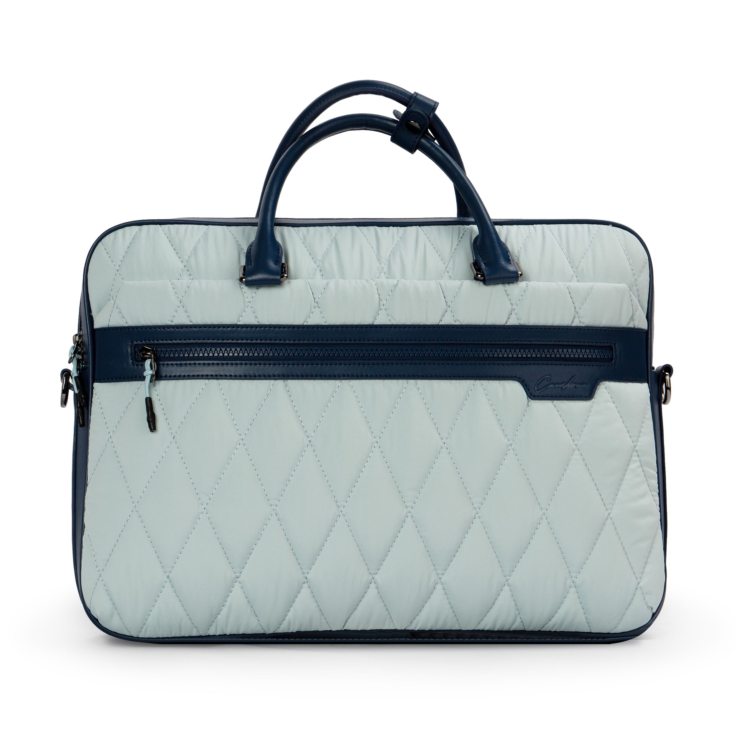 CAREBORN Quilted Puffy Laptop Briefcase Handbag, Padded Computer Bag with Luggage Strap for Business Office Travel