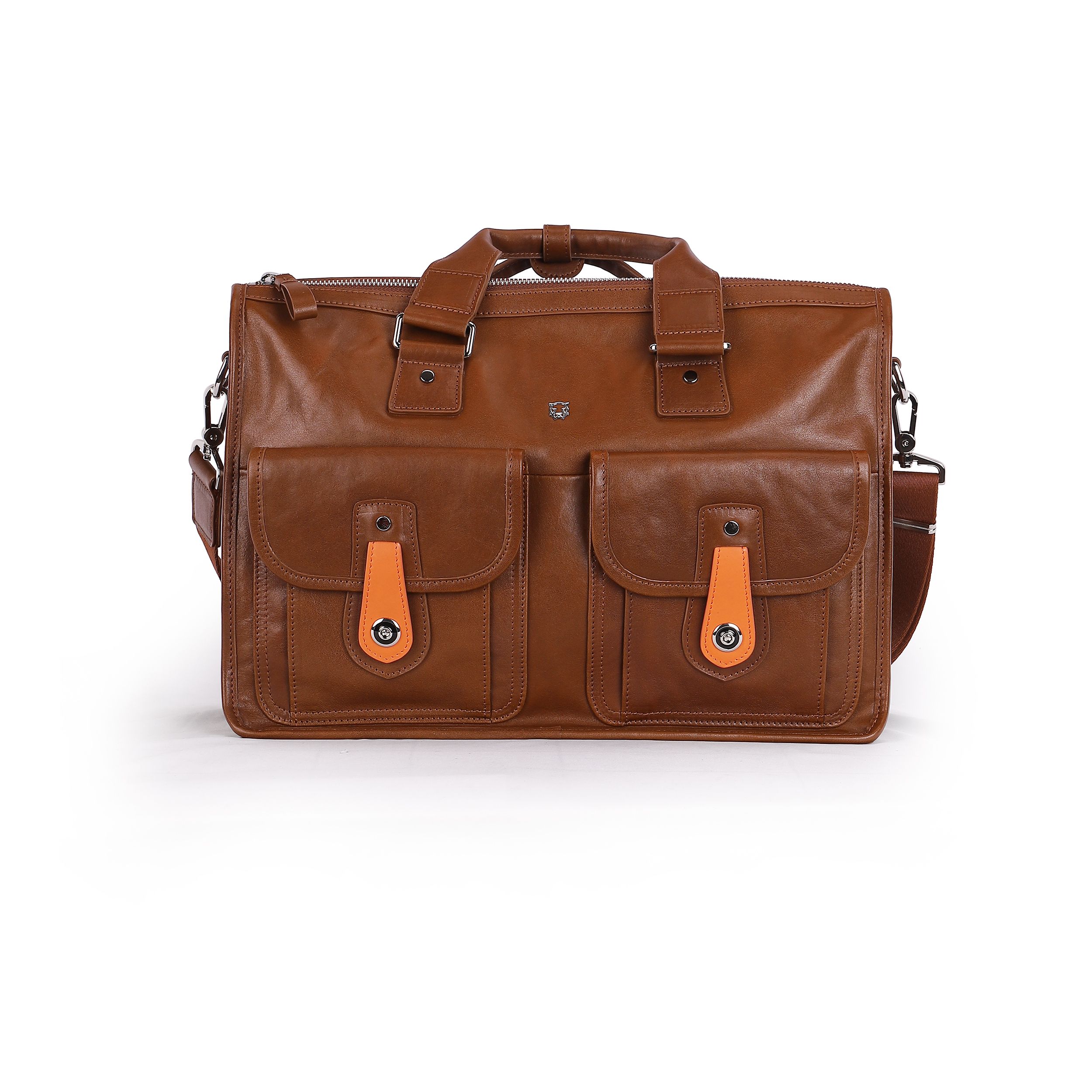 Retro Work Leather Satchel for , Multi Pocket Large Capacity Business Briefcase, Genuine Leather Office Commute & Travel Laptop Handbag