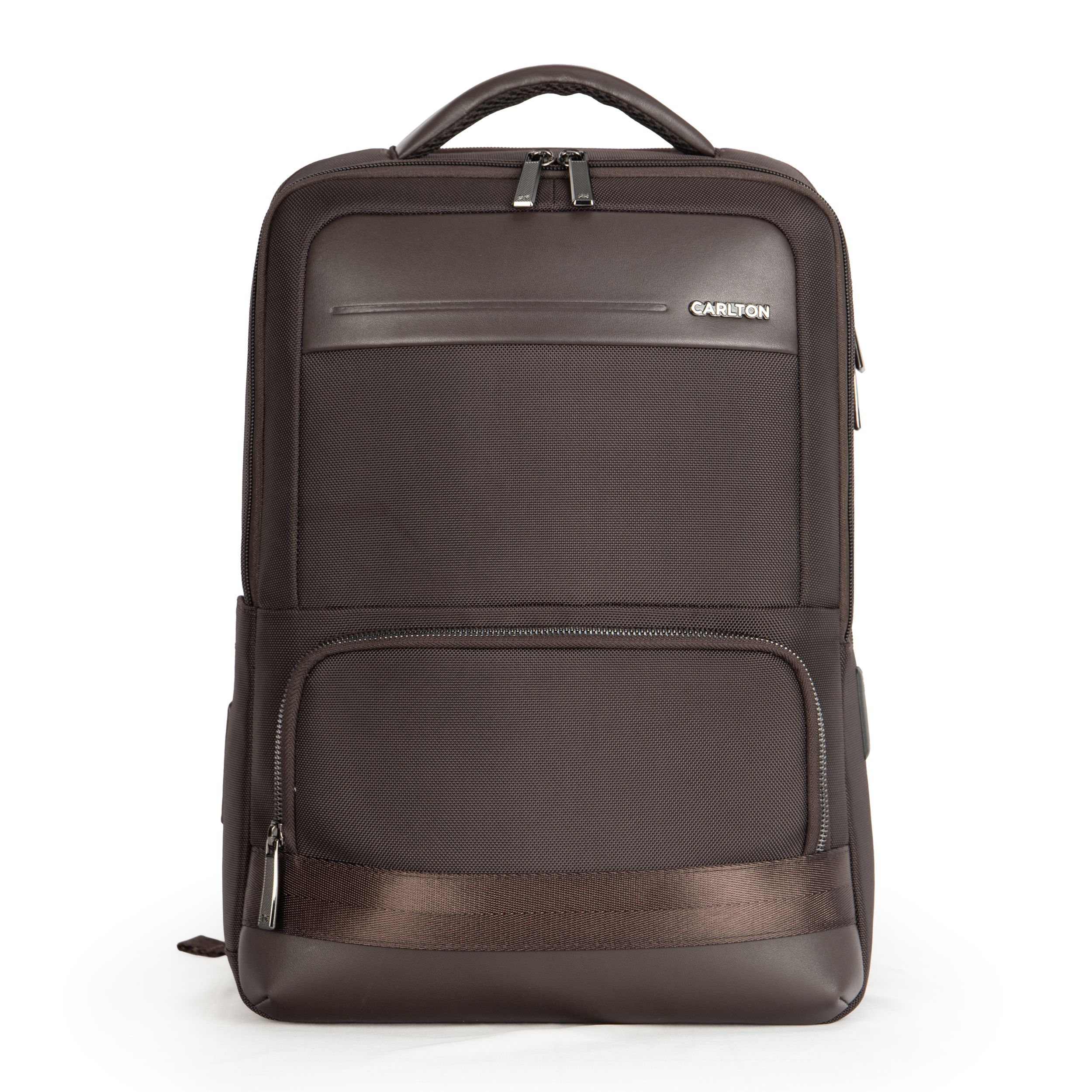 Premium Hard Shaped Office Computer Backpack, Faux Leather Trim Nylon Commuter Backpack, Large Capacity Carry On Backpack for Daily Office & Business Trip