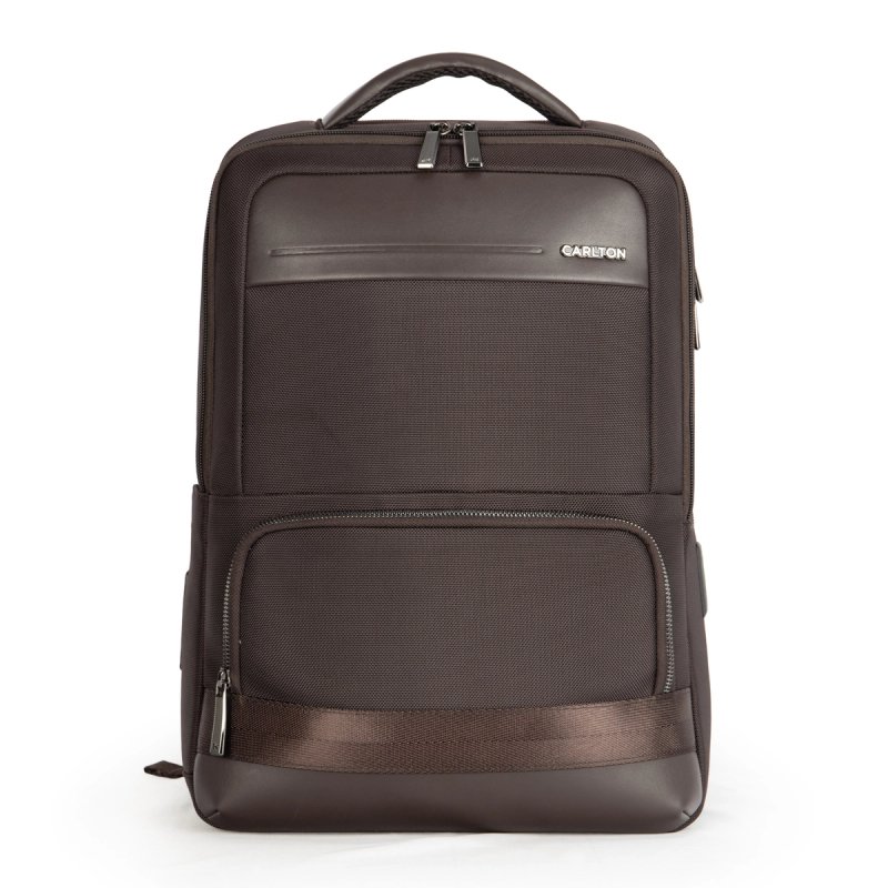 Premium Hard Shaped Office Computer Backpack, Faux Leather Trim Nylon Commuter Backpack, Large Capacity Carry On Backpack for Daily Office & Business Trip