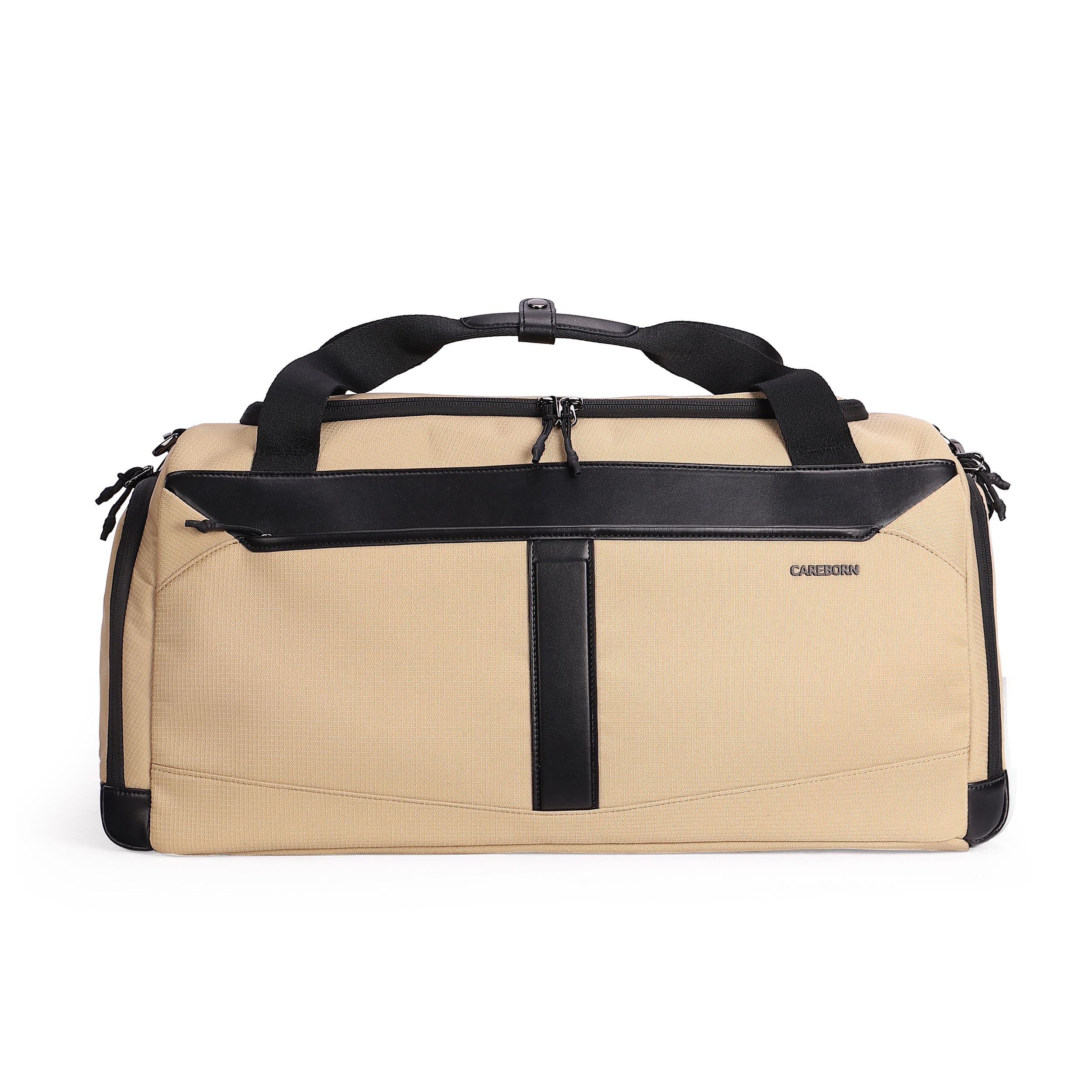 Modern Spliced-Design Travel Duffel Bag, Water-Resistant Nylon with PU Accent Lightweight Weekender Carry-On Bag for Urban Professionals
