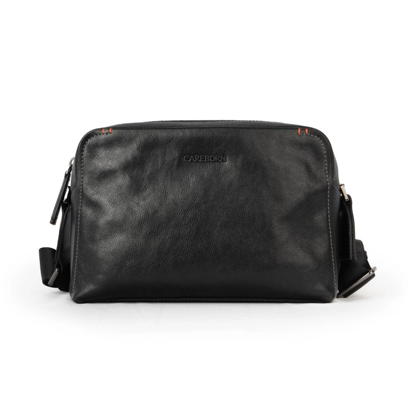 CAREBORN Retro Crinkled Full‑Grain Cowhide Horizontal Crossbody Bag, Leather Camera‑Style Messenger Satchel for Urban Business & Casual Lifestyle