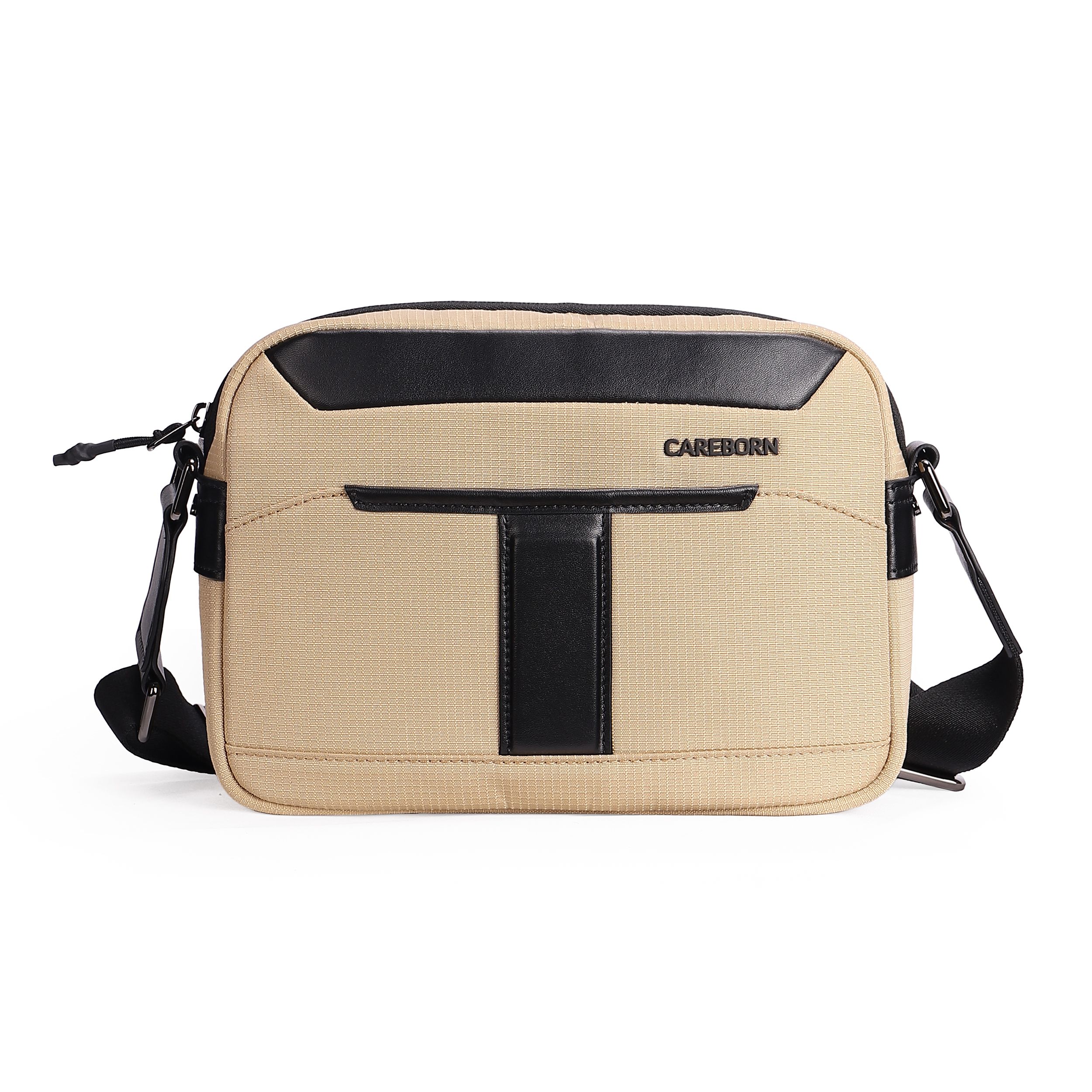 Minimalist Spliced‑Design Men’s Square Sling Bag, Adjustable Wide‑Strap Multi‑Storage Shoulder Bag for Everyday Carry