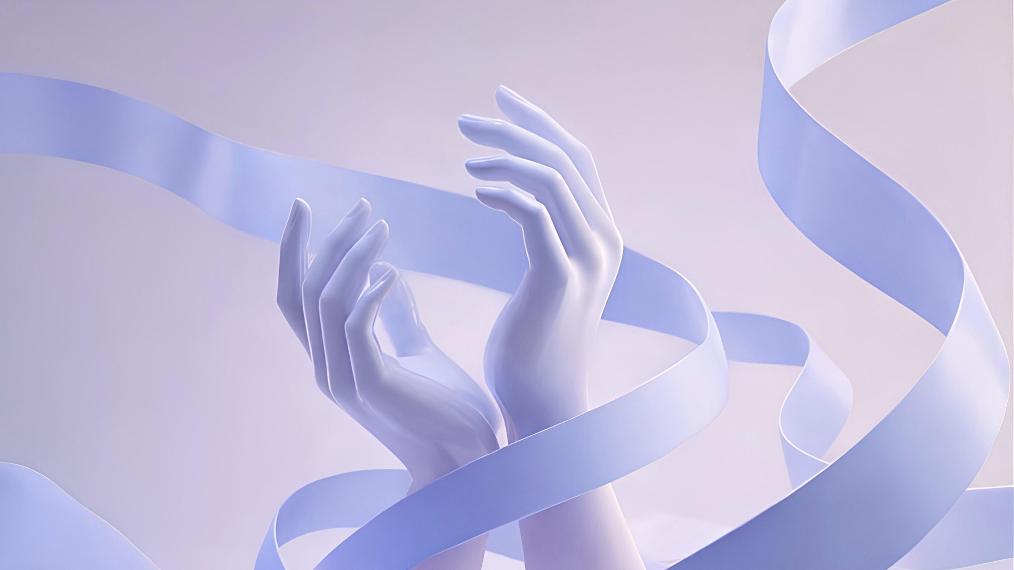 3D rendered hands illustration representing care and support