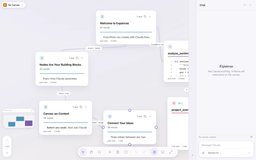 Expanvas chat panel on Soft Stack light surface tokens