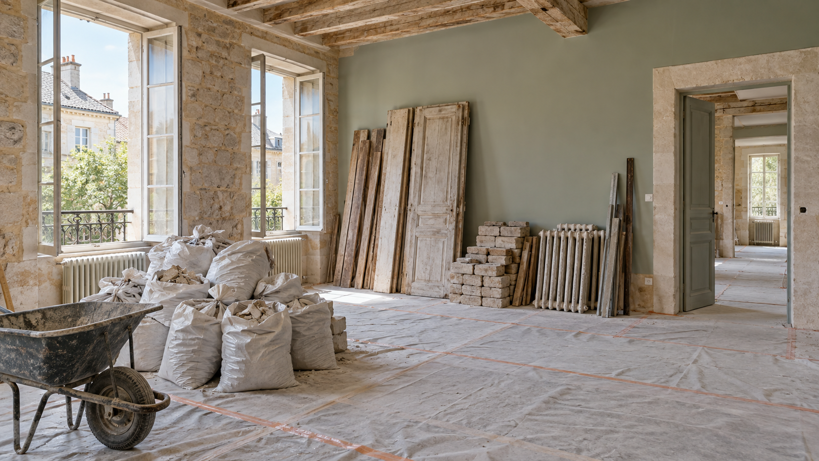 Protections de sol et matériaux déposés pendant une rénovation