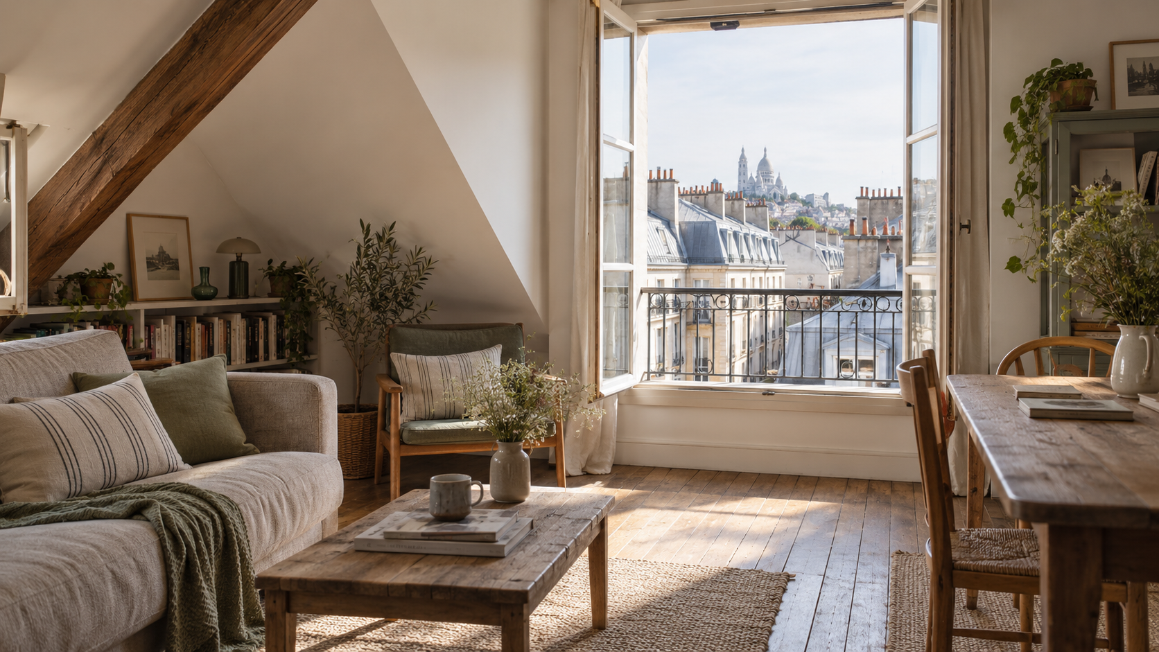 Appartement au dernier étage avec vue sur les toits