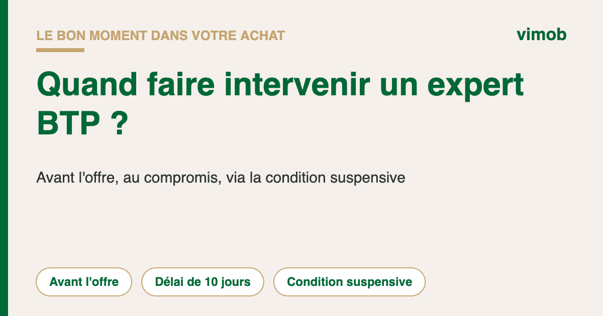 Parcours d'achat immobilier : quand faire intervenir un expert BTP, de l'offre au compromis
