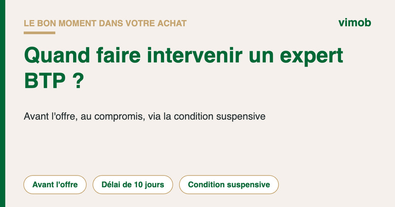 Parcours d'achat immobilier : quand faire intervenir un expert BTP, de l'offre au compromis